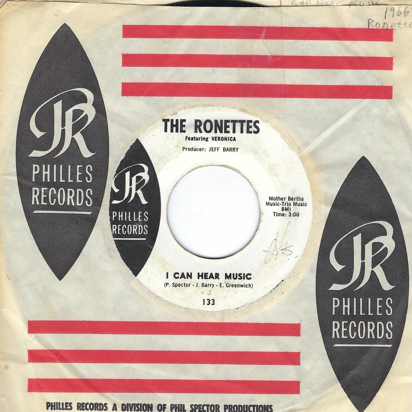 The Ronettes | I Can Hear Music / When I Saw You 7" Single (1966 / 45RPM / Promo)