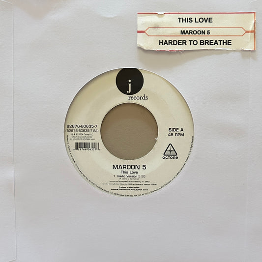 Maroon 5 ‎| This Love / Harder To Breathe 7" (2004 / US / 45RPM / Jukebox)